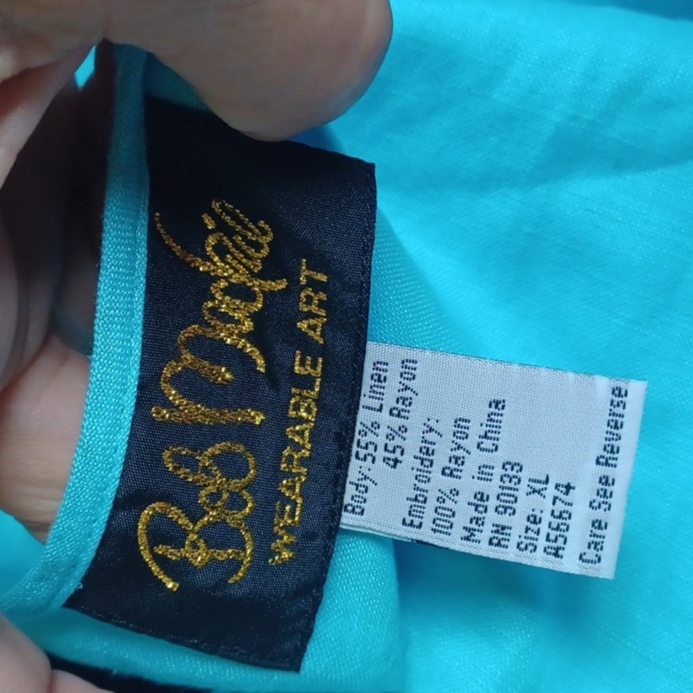 Bob Mackie Aqua Scoop Neck Tank with Eyelet Hem - Picture 6 of 6